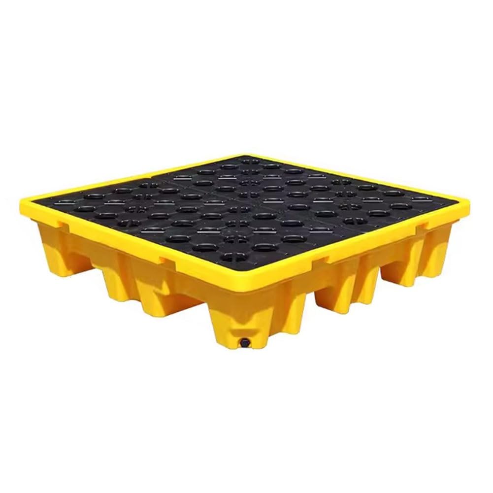 QUSYZD Modular Industrial Spill Containment Platform - Durable Plastic Spill Control Pallet Tray for Safety, Environmental Protection, and Hazardous Material Manage,Yellow-130 * 130 * 30cm