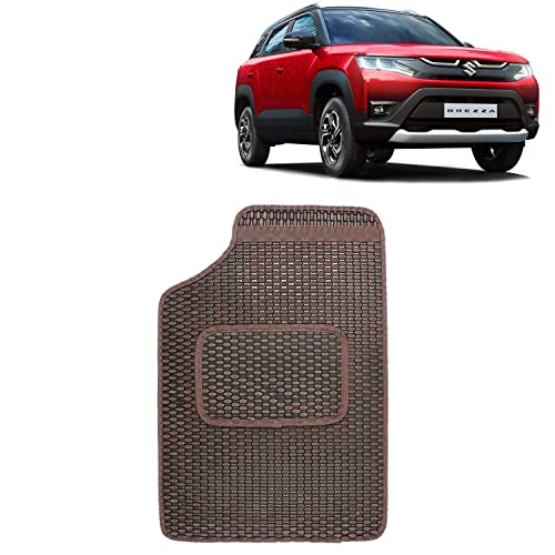 Image of Kingsway Dotted Design Car Floor Foot Mats Universal Fit for Maruti Suzuki Brezza, Model Year : 2022 Onwards, Water and Dustproof, Color Brown, Set of 5 Pieces
