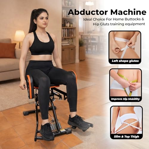 Image of Hip Abductor & Adductor Machine with 5-Level Spring Resistance Incline System for Home Gym | Inner & Outer Thigh Trainer | Heavy-Duty Steel Frame with Cushioned Seat | Supports Up to 120kg User Weight