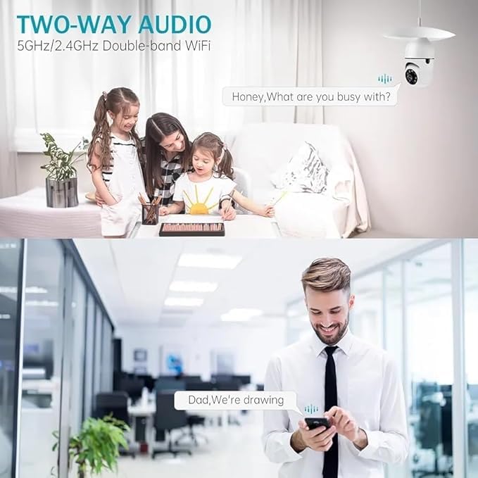 Image of 1080p FHD WiFi Wireless Security Camera with Audio & Night Vision - Live Feed, Motion Detection, Perfect for Home & Office Security (Bulb Camera-2 pc)