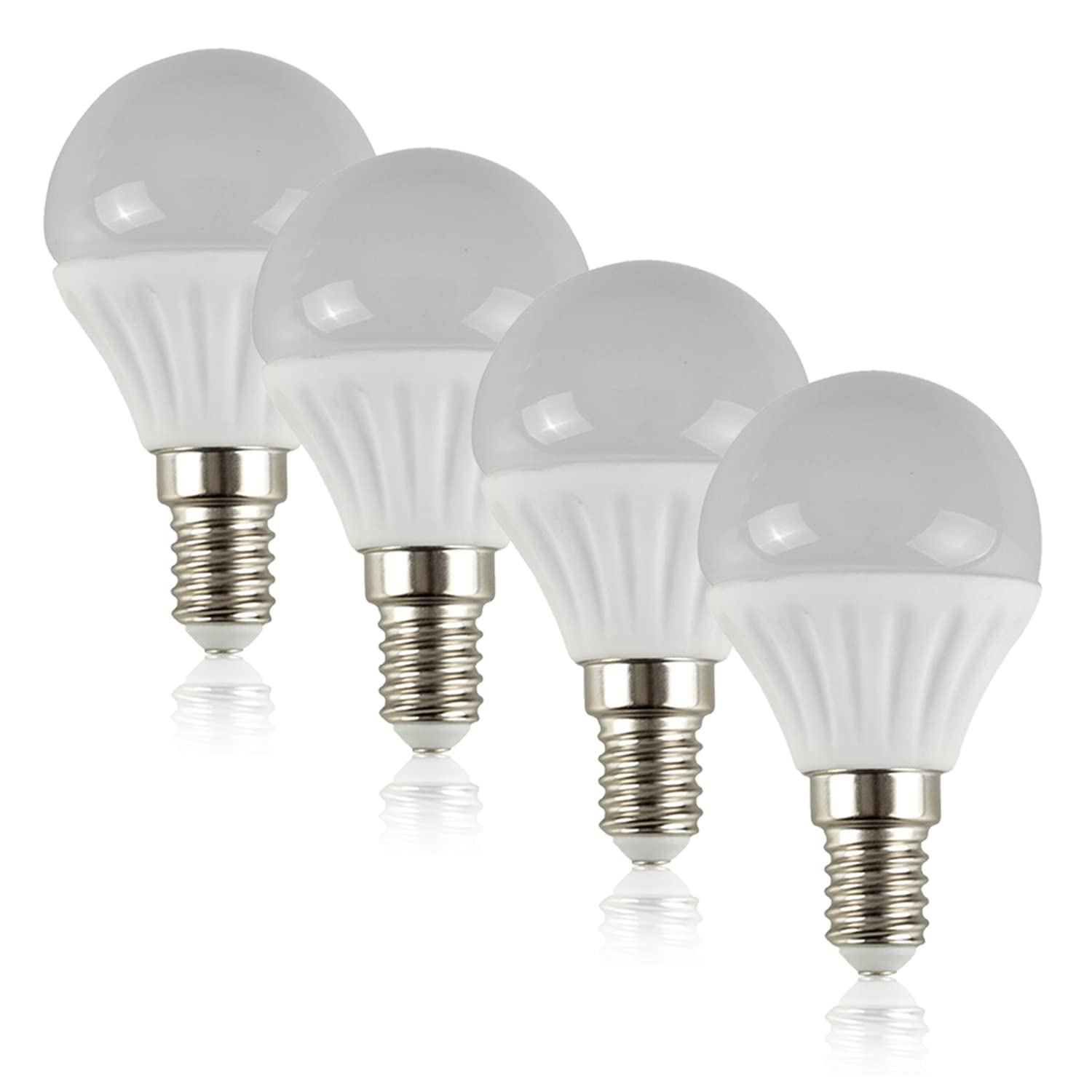 MiniSun | Pack of 4-4w LED SES E14 Golfball Energy Saving Long Life Light Bulbs [3000K Warm White] | Bulbs & Home Improvements Essential