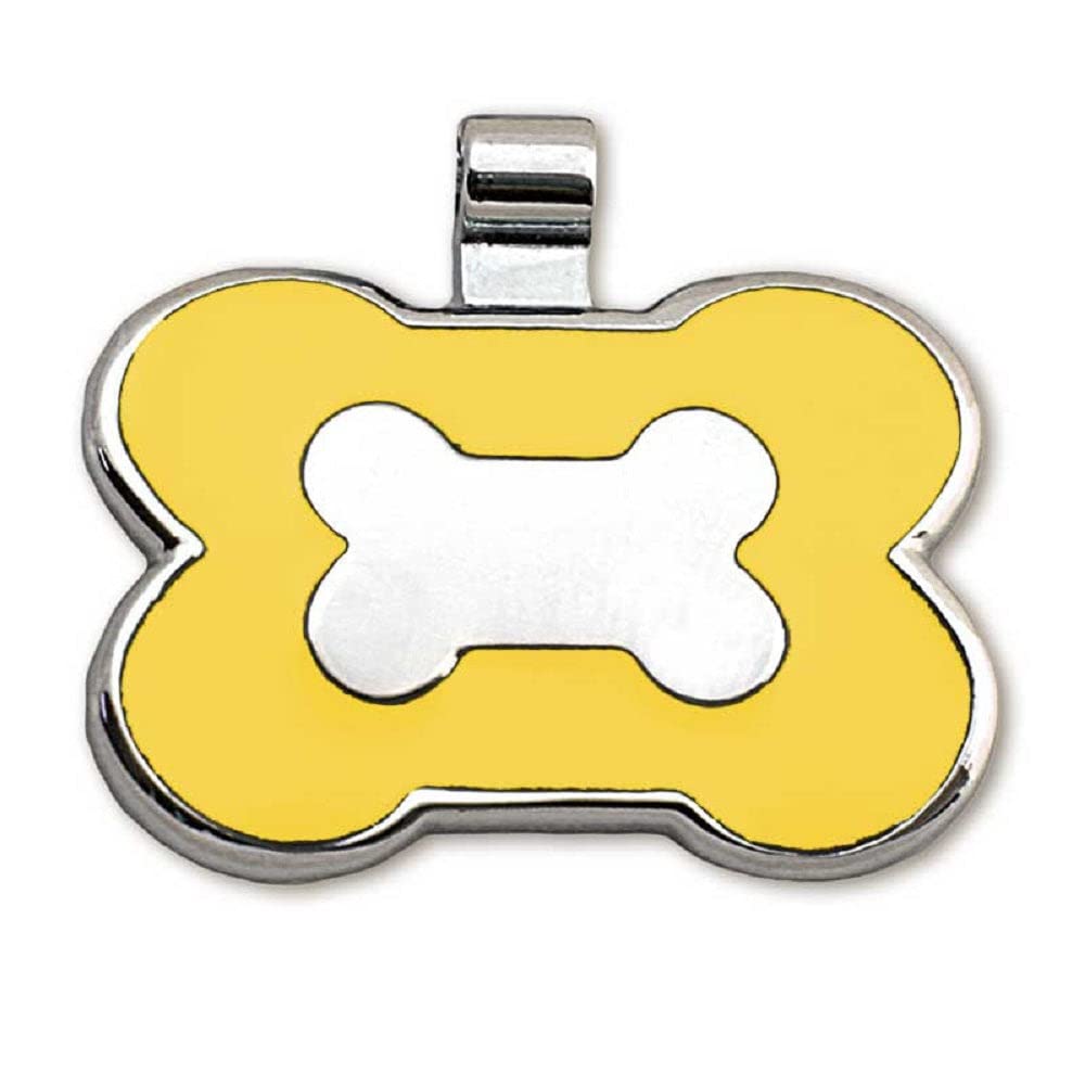 LuckyPet Pet ID Tag - Bone Shaped Jewelry Tag - Beautiful Enamel on Front - Custom Engraved on Back Side - Easy to Read Laser Engraving - Size: Small,