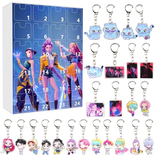 Calendario de Adviento 2025 con 24 Llaveros de Acrílico Adorables | Colección de Personajes Únicos para Fans de la Anime | Idea de Regalo de Cumpleaños