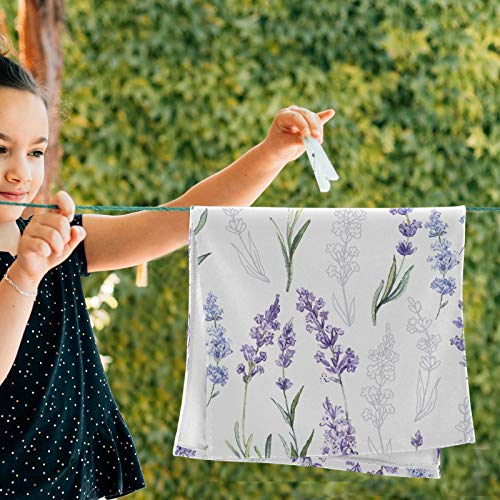 Vdsrup Beautiful Lavender Hand Towels Watercolor Flowers Towel Set Of 2 Small Bath Towels Soft Guest Face Towel Bathroom Decorations Thin Kitchen Tea Dish Towels 14X28 In #TOP3