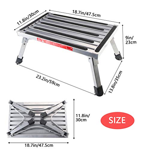 Gimify RV Steps Stool Folding Platform Stepping Stool Sturdy Aluminum Ladder with Non-Slip Rubber 450lb Capacity for Motorhome Trailer - Thumbnail 5