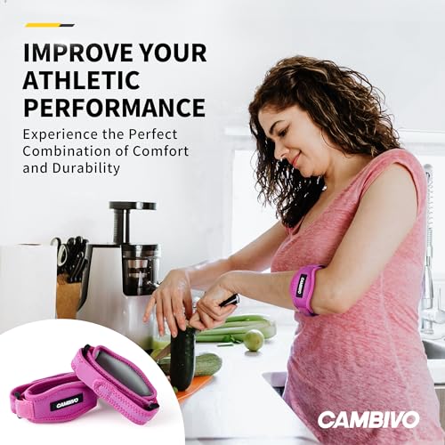 Image of CAMBIVO 2 Pack Tennis Elbow Brace Strap for Tendonitis, Rose Pink | EVA Compression Pad, Adjustable Strap with Premium Velcro, for Men and Women, Golfer's Elbow, Counterforce Brace, Breathable