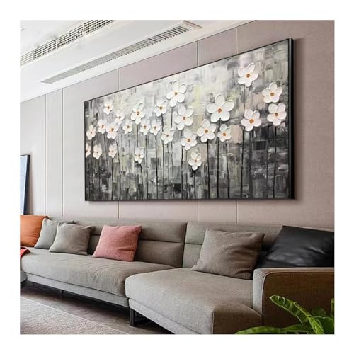 Peinture murale fleurs sur toile déco salon moderne pour chambre chaleureuse
