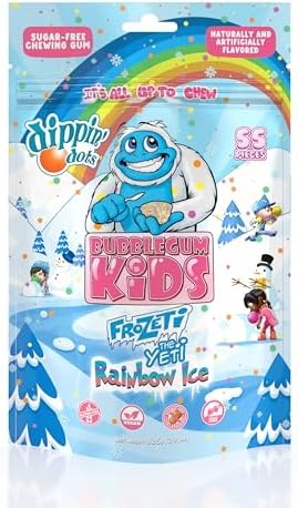 Frozeti's Rainbow Ice Dippin' Dots Sugar Free Gum by Bubblegum Kids | Sugarless Gum with Xylitol | Low Calorie Candy Alternative for Kids & Adults | Resealable Bag, 55 Pieces Per Pack, 1 Pack