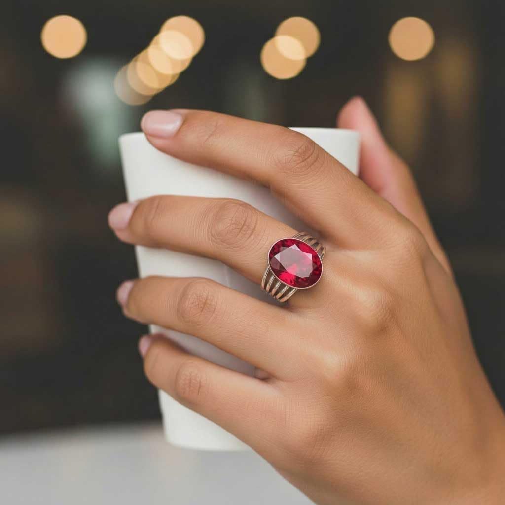 JEWELOPORIUM Boho Handmade Jewelry Chunky Natural Gemstone Labradorite, Carnelian, Rose Quartz, Crystal Oval 925 Sterling Silver Plated Ring For Women