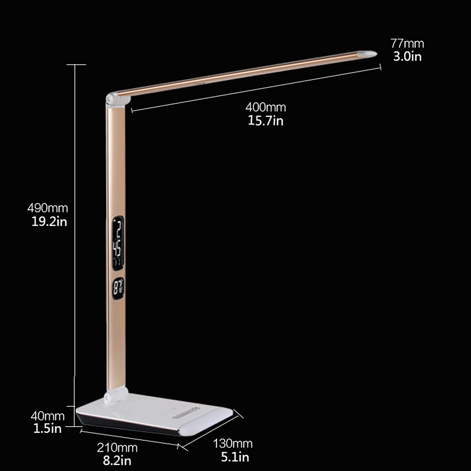 lampe de bureau Lampe de bureau à LED Dimmable Home Office Lampe Touch Contrôle 12W ARM LONG ARM Lampe de table pliable avec écran LCD, 3 modes de couleur et 5 niveaux de luminosité lampe de lecture