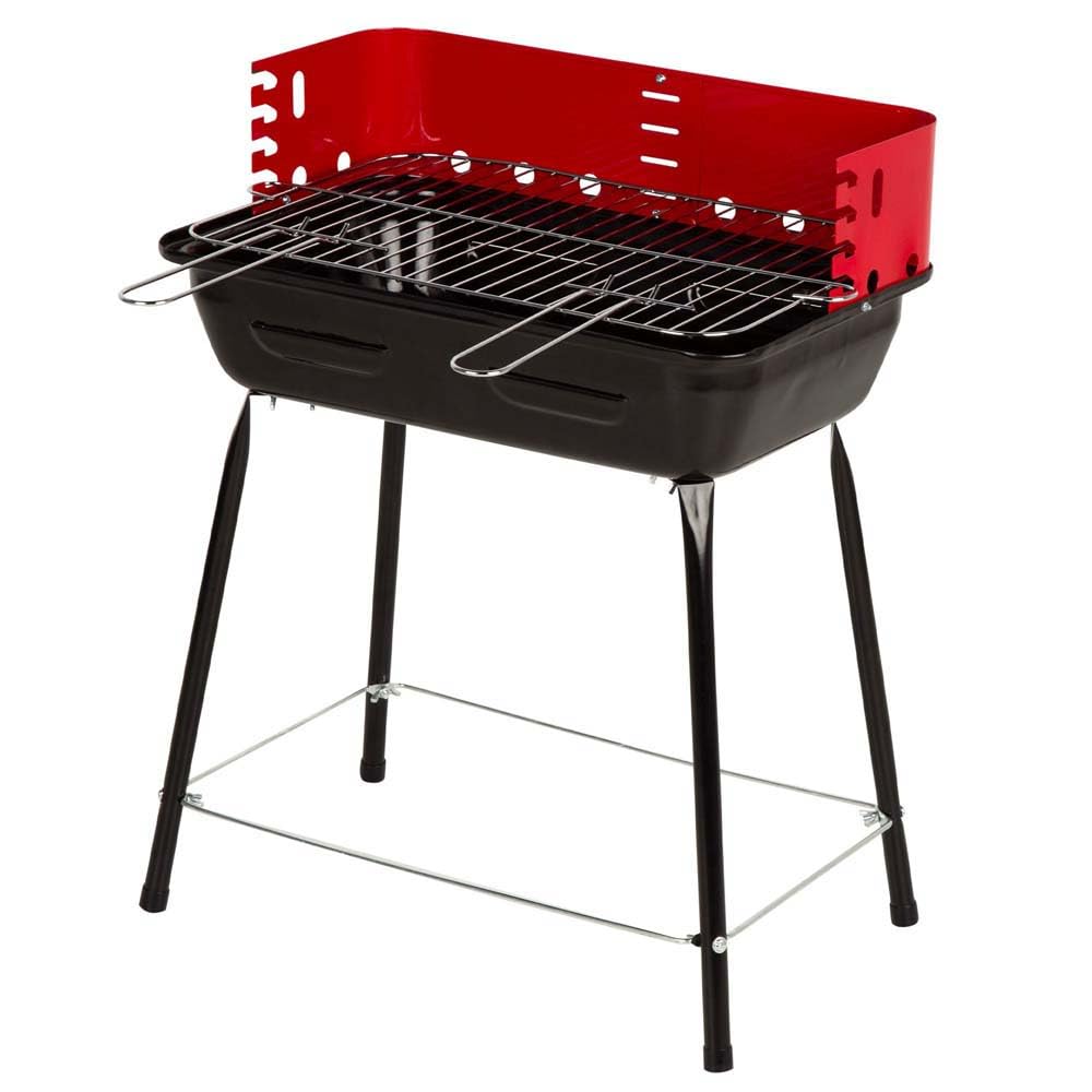 AKTIVE Barbacoa carbón portátil, Con cortavientos, De acero, Parrilla regulable 4 alturas, Tamaño pequeño, 42x42x54 cm, Cocina exterior, Para espacios pequeños (63110)