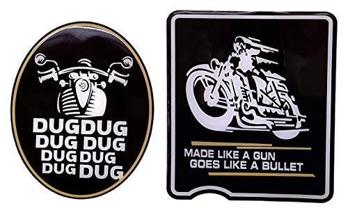 Image of Detachi 3D Emboss Tool Box & Battery Cover Bike Sticker Compatible with Classic 350 Bullet 2 PCS (Dug Dug) (Epoxy Material)