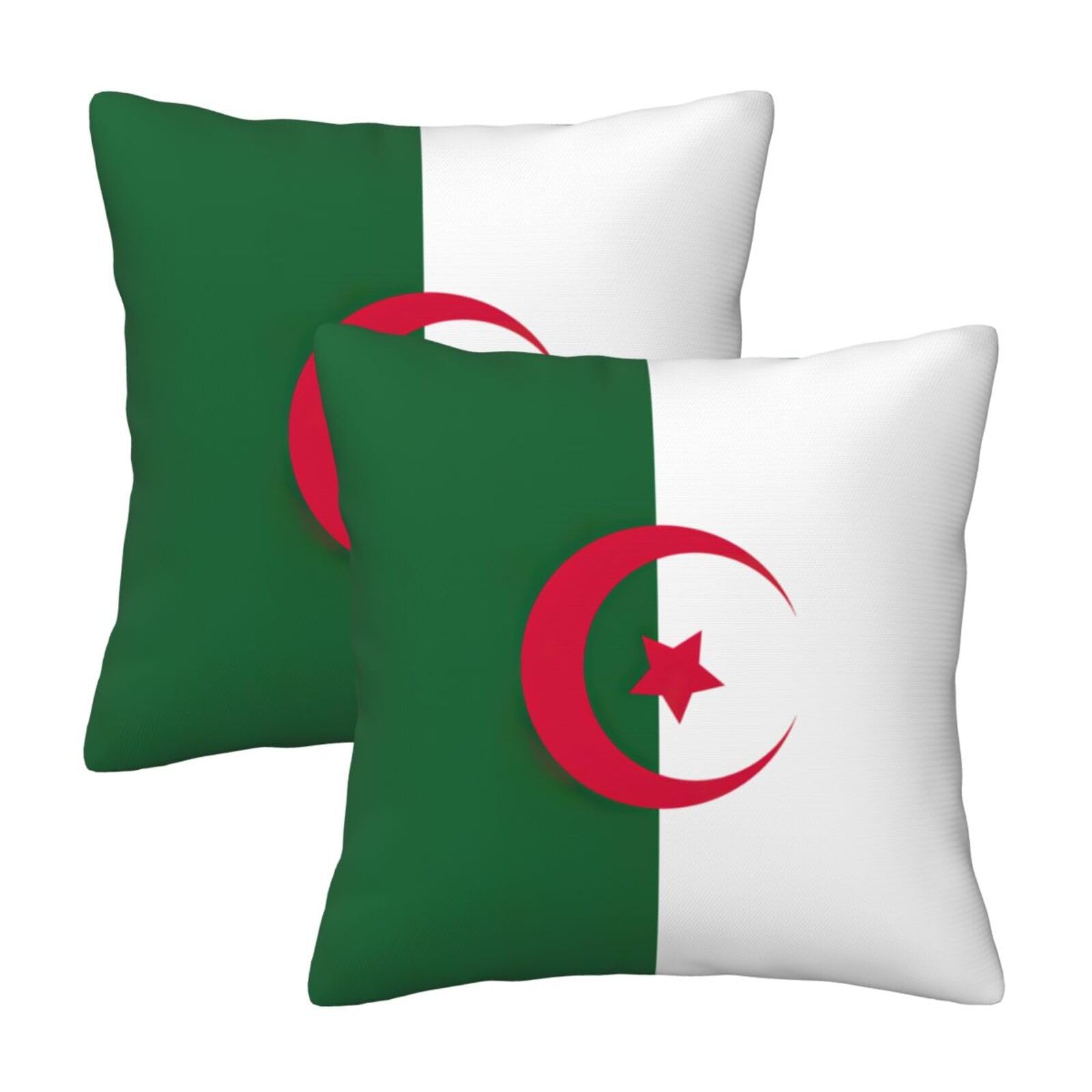MDATT Flag of Algeria Throw Pillow Covers Set, Square Throw Pillow for Couch, Bed, Sofa, Bench, Chair,18''X18''