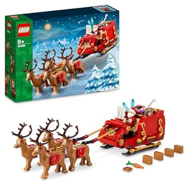 LEGO Slitta di Babbo Natale Giocattolo - Set di Giochi Natalizi per Bambini e Bambine da 9 Anni in su con Minifigure  Renne  Chitarra  Orsacchiotto e Sci  Idea Regalo Decorazione Casa - 40499
