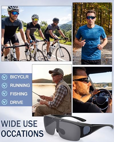 Image of Frienda 3 Pcs Flip Glasses Polarized Sports Sunglasses Cover-up Tac Sunglasses for Men Women Driving Fishing