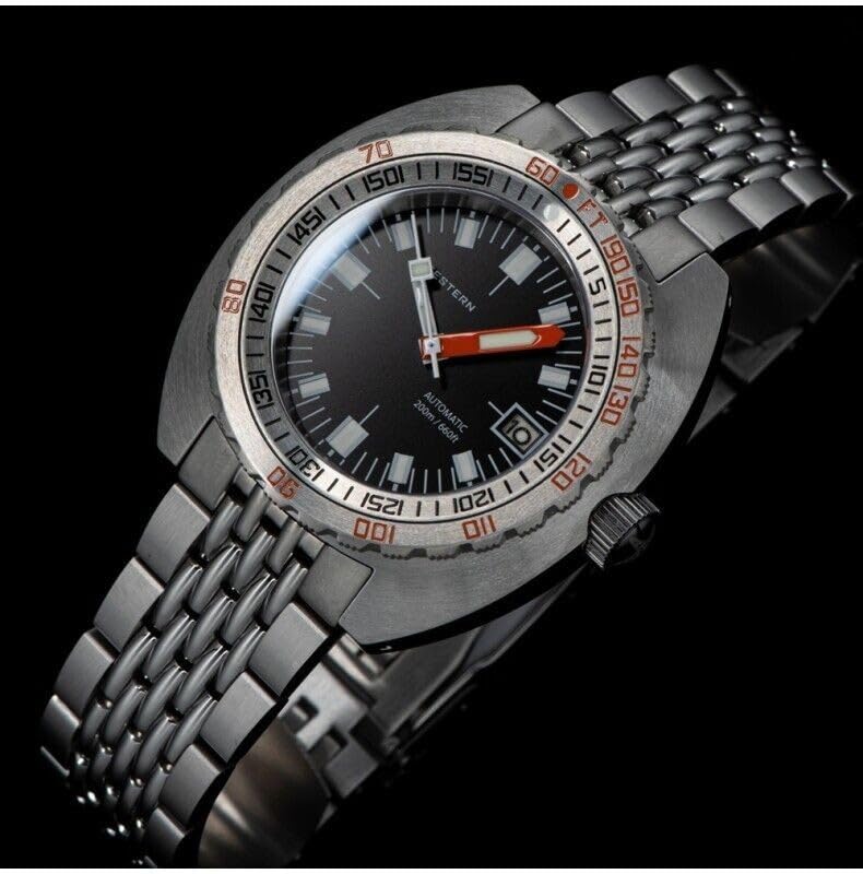 Seestern S406 Automatico Acciaio Nero Datario Orologio Uomo