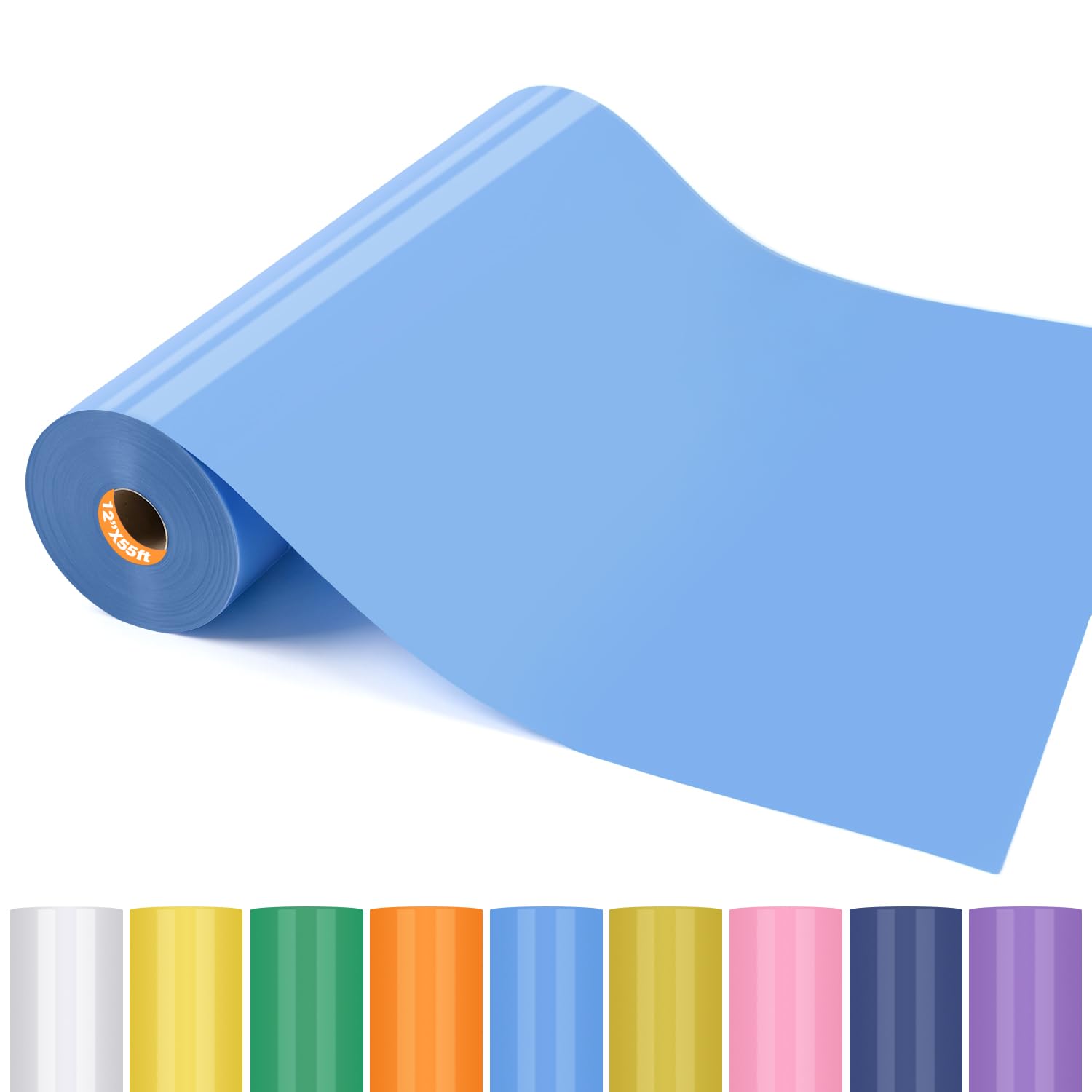 guangyintong Heat Transfer Vinyl 12" x 55ft Sky Blue Iron on Vinyl