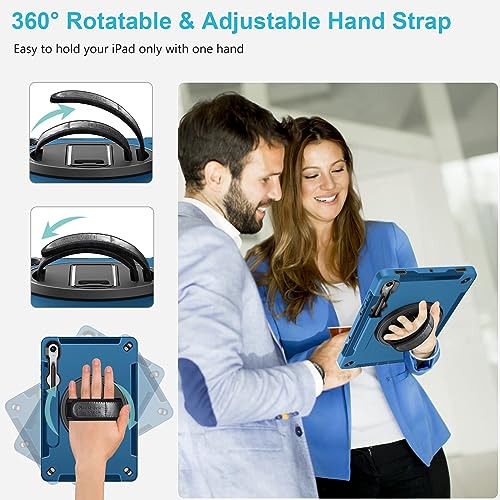 Image of Case for Galaxy Tab S10 Lite &S10 FE S9 FE 10.9 inch /S9 11 Inch: TPU Cover for Samsung Tablet S10 FE / 2025 / S9 FE & S9 2023 5G with Screen Protector- Stand- Handle-Shoulder Strap-S-Pen Holder-Blue