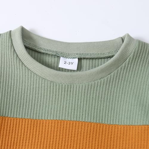 Image of Kid Toddler Boy Clothes Color Block Sweatshirt and Casual Pants 2Pcs Boys Fall Winter Outfits 1-5T