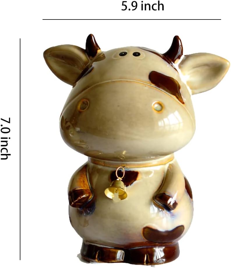 WAIT FLY かわいい牛の貯金箱 コインバンク セラミックアニマルマネーボックス 子供大人向け ホームデコレーション - 牛と牛