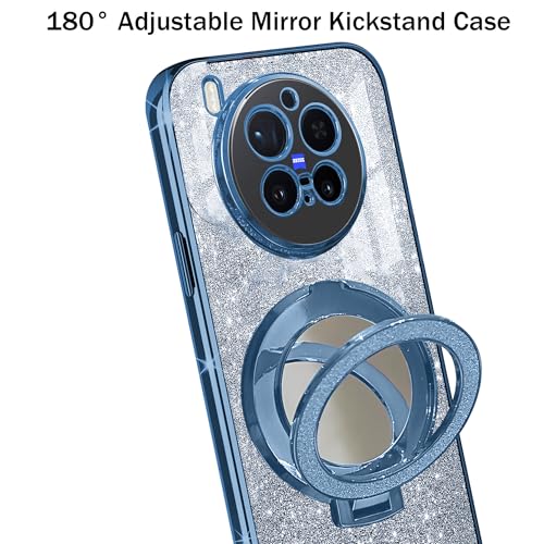 Image of Gradient Glitter Magnetic Ring Stand Case for vivo X300 Pro 5G- Shockproof, Stylish & Durable Soft TPU Slim Protective Cover with Removable Glitter Paper (Blue)