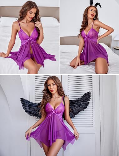 Image of Avidlove Lingerie for Women Lace Babydoll Sleepwear Boudoir Outfits Plus Size Langeray XS-5XL