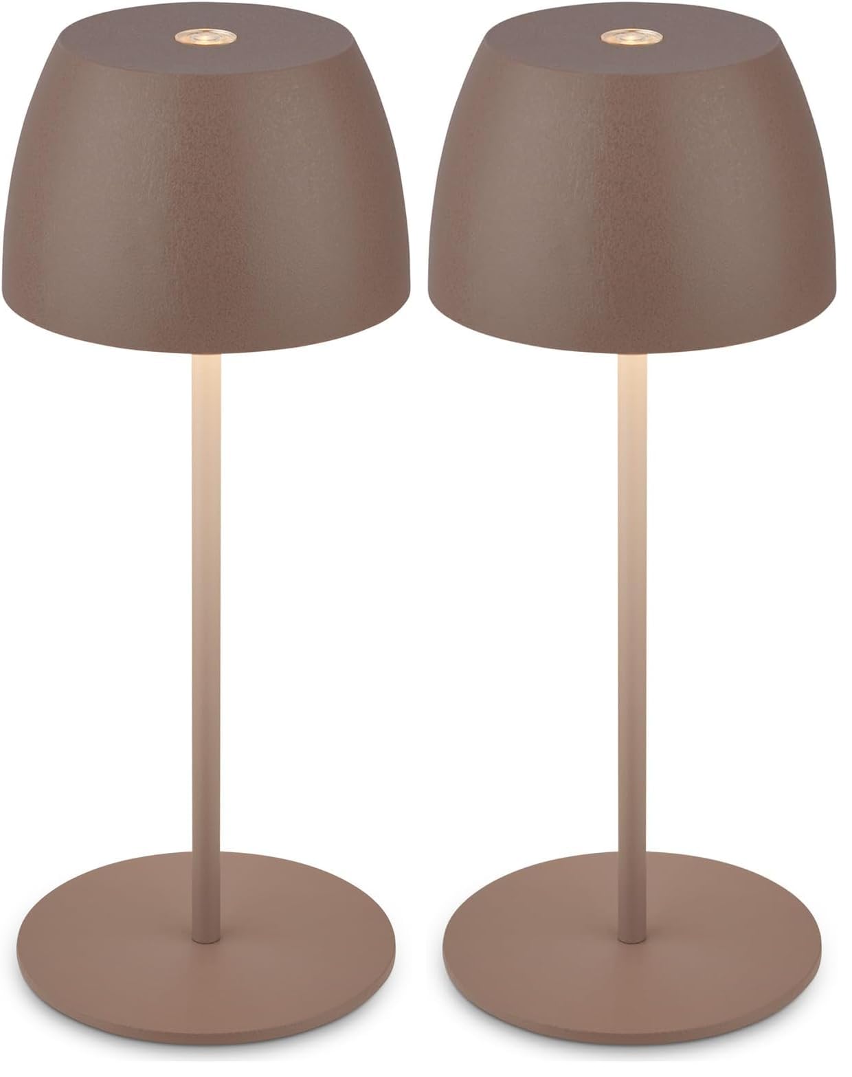 Briloner - Mini lámpara LED de sobremesa inalámbrica IP44 táctil, regulable sin escalonamiento, batería recargable y fuente de luz intercambiable, lámpara de mesilla de noche, 8x20 cm (DxH), arena