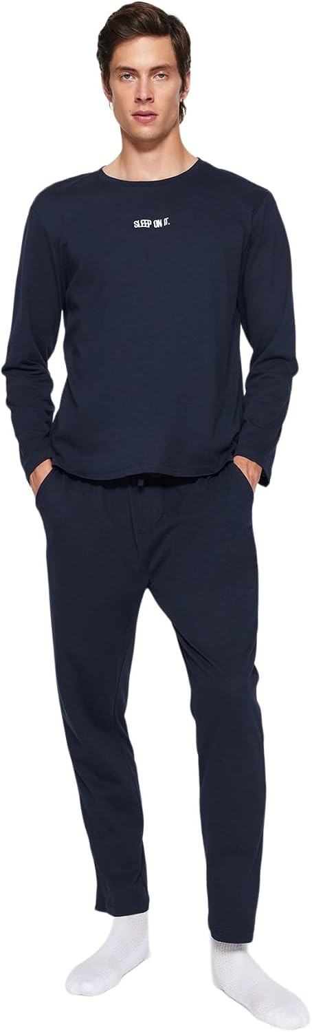 Trendyol Pigiama Uomo Manica Lunga – Regular Fit In Misto Cotone E Poliestere, Abbigliamento Casual Da Notte - 2