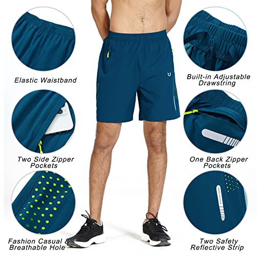 Northyard Men's Athletic Hiking Shorts Quick Dry Workout Shorts 7"/ 9"/ 5" Lightweight Sports Gym Running Shorts Basketball Exercise Seablue Xl #TOP3