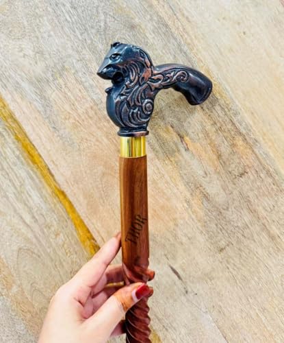 Solid Brass Head Wooden Walking Cane in Vintage Style