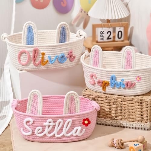 Cesta De Ropa Personalizada, Cesta De Cuerda De Algodón Personalizada, Caja De Almacenamiento For Habitación, Organizador De Artículos For Bebé, Regalos De Cumpleaños For Recién Nacidos
