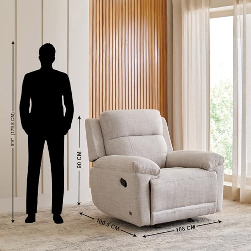 Image of Home Centre | Lambert | Rocking Recliner | Fabric | Solid Wood | 1 Seater Recliners | Beige | 1 Year Warranty