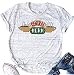 NENDFY Central Perk Friends T Shirt Women's Friends TV Show Graphic Cute Tees Short Sleeve Casual Tops (Medium, Grey)