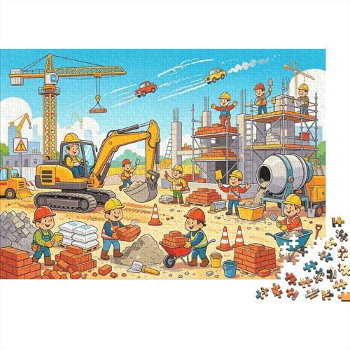 MATERIALE：Il puzzle da 1000 pezzi con soggetto Construction Site è tagliato con precisione in materiale riciclato, resistente, robusto e durevole. Ogni pezzo è unico e non si ripete mai, per garantire agli amanti dei puzzle un'esperienza pienamente soddisfacente. Una volta completato, il puzzle può essere utilizzato come decorazione murale.