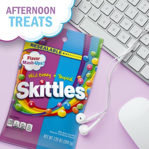 SKITTLES Tropical Mash-Ups Wild Berry Flavor Mix Bagged Candy Snack, 7.2 oz - image 4