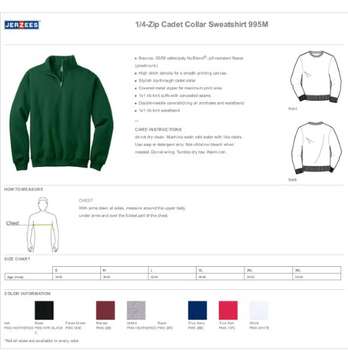 Image of Jerzees 8 oz. 50 /50 Quarter-Zip Cadet Collar Sweatshirt (995M)