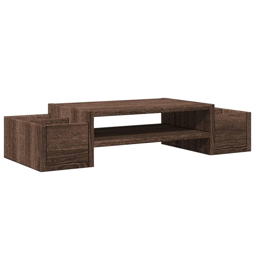 Monitorständer mit Stauraum Eichen-Optik 70x27x15 Holzwerkstoff, Schreibtischaufsatz mit Ablage und Fächern, Monitorerhöhung für verbesserte Ergonomie am Arbeitsplatz
