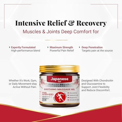 Image of Pack of 2 Japanese Formula Soothing Massage Gel for Joint & Muscle Pain Relief - Arnica, Mugwort, Hyaluronic Acid - Back, Neck, Knee & Leg Massage Balm - 100% Herbal Fast Absorption Formula (Gel PPackk of 2)