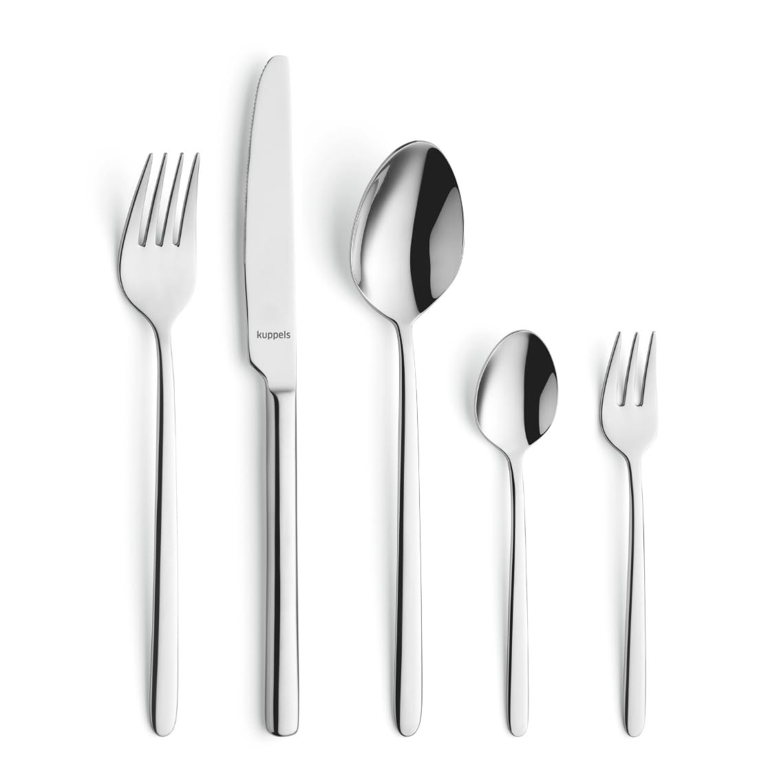 Kuppels SOUL bestekset voor 6 personen, roestvrij, gepolijst & vaatwasmachinebestendig, gekartelde messen, eetbestek met opbergdoos, 18/10 roestvrij staal, 13/0 lemmetstaal, zilver, 24-delig