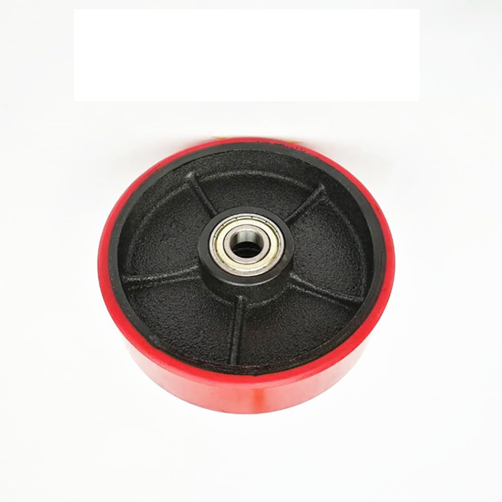 Ruote per transpallet Set completo 2 ruote sterzanti 200x50mm, 4 Rullo di carico anteriore 80x70mm carrello portapallet Rulli per camion pallet PU Foro da 20mm Cuscinetto-6204 Carico totale 3000kg