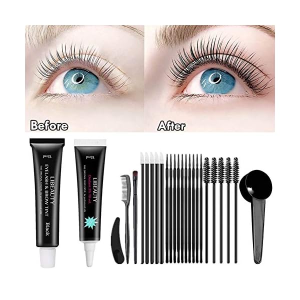Libeauty Eyelash Lift and Color Kit Brow Lamination with Black Lash Perm Quick Lifting & Voluminous Coloring with Complete Tools DIY Use at Home & Salon Supplies
