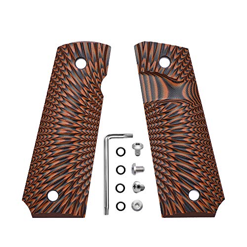 Guuun 1911 Slim Grips G10 Full Size Ambi Safety Cut Big Scoop Sunburst Texture - Orange/Black