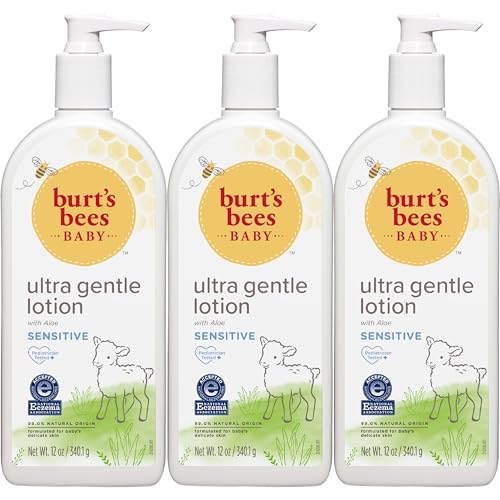 Image of Burt's Bees Baby Ultra Gentle Lotion with Aloe for Sensitive Skin, Pediatrician Tested, 99.0% Natural Origin, Pack of 3
