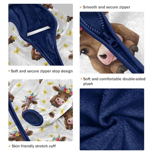 CHIFIGNO Cute Brown Cow Toddler Zip up Hoodie Fleece Outerwear Jackets for Fall Winter 3T3