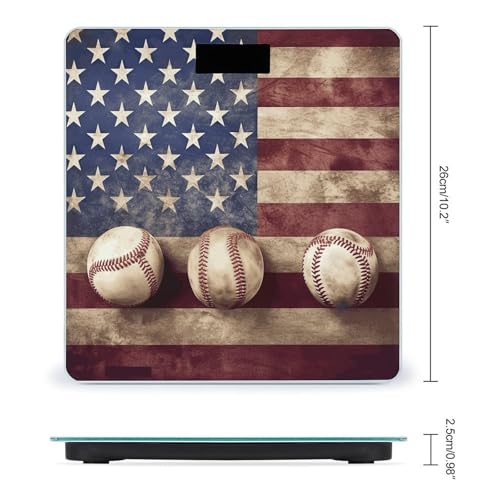 Báscula digital con diseño bandera y béisbol 400lb miniatura 2