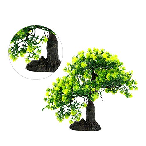 POPETPOP Fish Tank Decor Bonsai Tree - Artificial Pine Tree Plastic Plant Decor for Aquarium Bonsai Ornament Green Craft Landscape Tree - Image 2