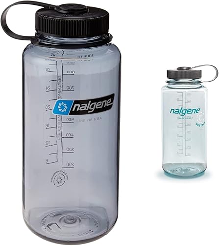 Miniatura 8 de Nalgene Sustain Tritan Botella de agua sin BPA hecha con material derivado del 50% de residuos plásticos, 32 onzas, boca ancha, gris con tapa negra