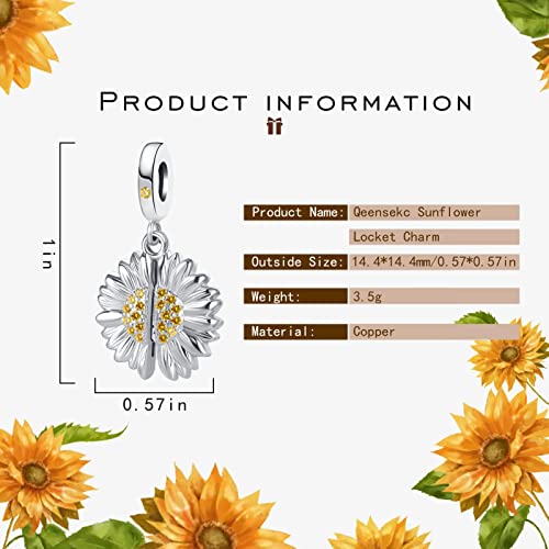 YSAHan You are My Sunshine Sunflower Pendant Charm Openable Flower Birthstone Bead for Pandora Bracelet Necklace, Pa_Dangle-18_S4