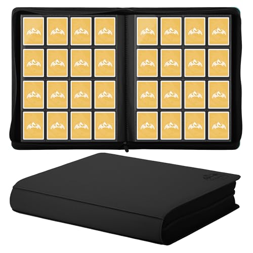TCGPRO Sammelkarten Album für 1000 Karten, Trading Card Binder mit 16 Kartenfächern pro Seite, Wasserdichte PU-Hülle für Standardgröße-Karten z.B. Sammelkartenspiele, Sportkarten, TCG, Schwarz