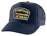 ALLNTRENDS Stripclub Veteran Trucker Hat Funny Cap Adult Baseball Adjustable Embroidered Snapback (Navy Blue)
